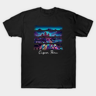 Cusco Peru Artistic Neon Distressed T-Shirt